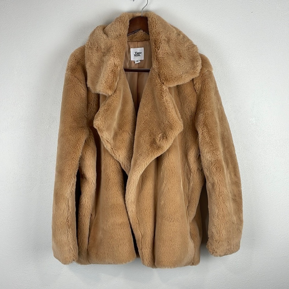 Tiger Mist Fawkner Faux Fur Open Front Jacket Size Small - Picture 2 of 8